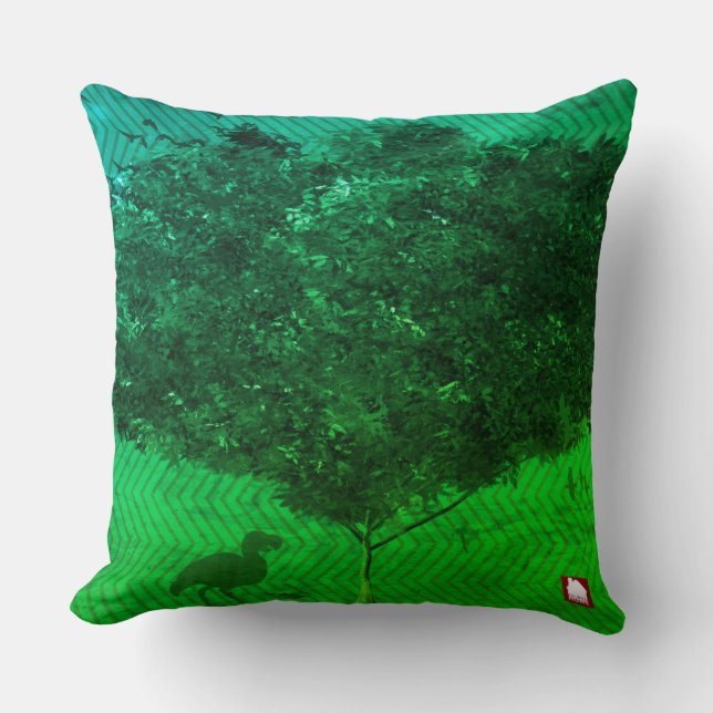 ZALMAXI HOME lichtgroene abstracte boom Dijppijltj Kussen (Voorkant)