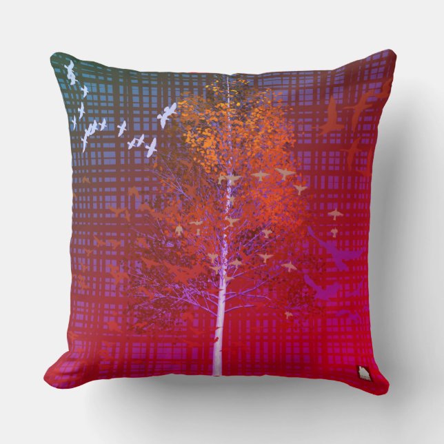 ZALMAXI HOME rode bloedviolet abstracte boom Kussen (Voorkant)