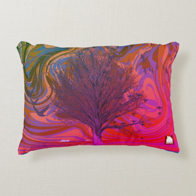 ZALMAXI HOME rode violet abstracte boom Accent Pil Kussen (Voorkant)