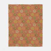 Zalmbloementuin, retro jaren 70 bloemen. fleece deken (Voorkant)