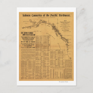 Zalmconservenfabrieken van de Pacific Northwest Ma Briefkaart