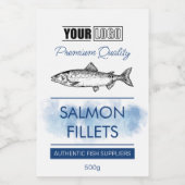 Zalmfilets Fish Productlabel met Logo Voedselcontainer Etiket (Enkel label)