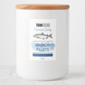 Zalmfilets Fish Productlabel met Logo Voedselcontainer Etiket (Voorkant)