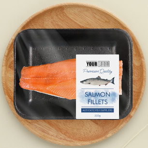 Zalmfilets Fish Productlabel met Logo Voedselcontainer Etiket