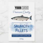 Zalmfilets Fish Productlabel met Logo Voedselcontainer Etiket (Enkel label)