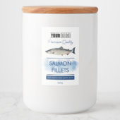 Zalmfilets Fish Productlabel met Logo Voedselcontainer Etiket (Voorkant)