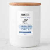 Zalmfilets Fish Productlabel met Logo Voedselcontainer Etiket (Voorkant)