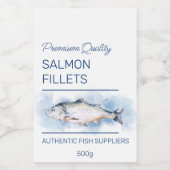 Zalmfilets Visproductetiket Voedselcontainer Etiket (Enkel label)