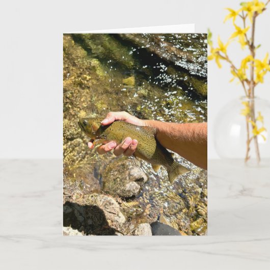 Zalmforel Fly Fishing Wenskaart Kaart (Gele Bloem)