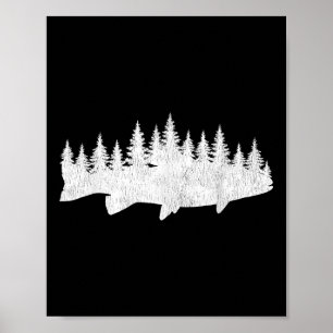 Zalmforelvisserij - Bos Treeline Forel Visser Poster
