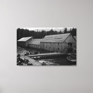 Zalmkankerij nabij Ketchikan, Alaska Canvas Afdruk
