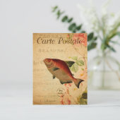  zalmkarper type vis Floral Frans Briefkaart (Staand voorkant)