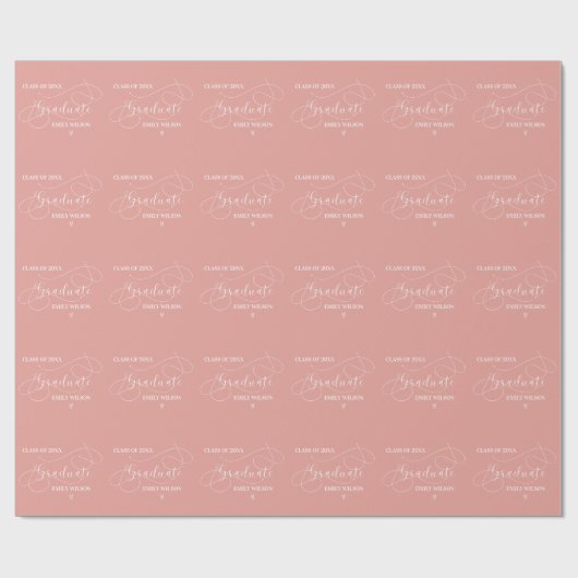 Zalmkleur Chic Script Klasse van 2025 Afstuderen Cadeaupapier (Vlak)