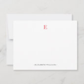 Zalmkleur Monogram Letter Gepersonaliseerd Notitiekaartje (Voorkant)