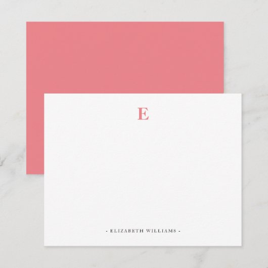 Zalmkleur Monogram Letter Gepersonaliseerd Notitiekaartje (Voorkant / Achterkant)