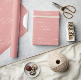 Zalmkleurig Chic Schrift Afstudeerklas 2026 Cadeaupapier