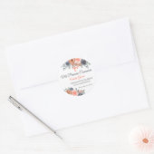 Zalmkleurige bloemen in Spaanse Eerste Communie Ronde Sticker (Envelop)