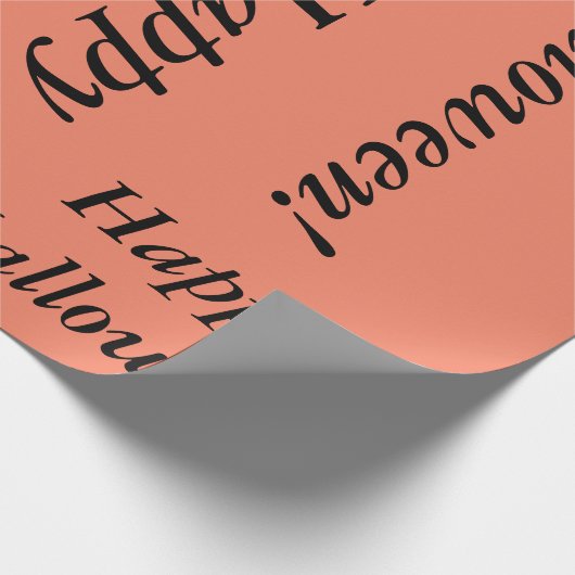 zalmkleurige Happy Halloween cursief script simp Cadeaupapier (Hoek)