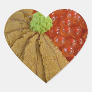 Zalmkuit Zee-egel Rijstkom Rijstkom Japans Eten Zw Hart Sticker