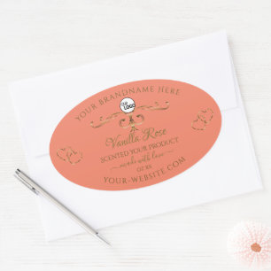 Zalmproductlabels Gold  hart met Logo Ovale Sticker