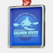 Zalmrivier (blauw) metalen ornament (Links)