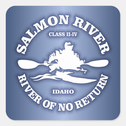 Zalmrivier (kajak) vierkante sticker (Voorkant)