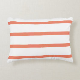 Zalmrood en wit Minimal Stripes Kantoor Accent Kussen