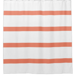 Zalmrood en wit Minimal Stripes Kantoor Douchegordijn