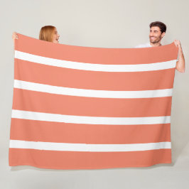 Zalmrood en wit Minimal Stripes Kantoor Fleece Deken