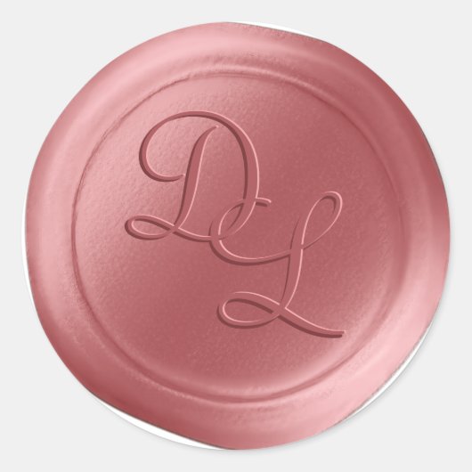 Zalmroze 2-letterige Monogram Wax Seal Stickers (Voorkant)
