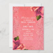 Zalmroze  Antiek Roos Elegante bruiloft Kaart (Voorkant)