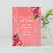 Zalmroze  Antiek Roos Elegante bruiloft Kaart (Staand voorkant)