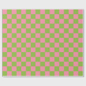 Zalmroze Apple Green Checkered Wrapping Paper Cadeaupapier (Vlak)