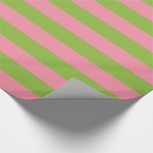 Zalmroze Apple Green Lrg Striped Wrapping Paper Cadeaupapier (Hoek)