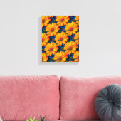 Zalmroze bloemenpatroon canvas afdruk (Insitu (Woonkamer))