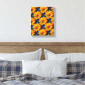 Zalmroze bloemenpatroon canvas afdruk (Insitu (Slaapkamer))