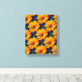 Zalmroze bloemenpatroon canvas afdruk
