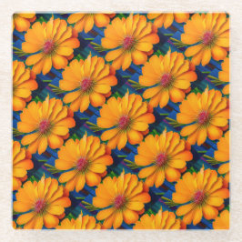 Zalmroze bloemenpatroon glazen onderzetter