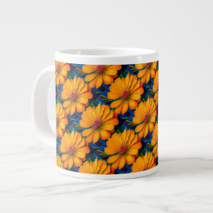 Zalmroze bloemenpatroon grote koffiekop