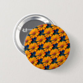 Zalmroze bloemenpatroon ronde button 5,7 cm