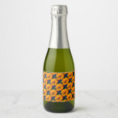 Zalmroze Bloemmotief Sparkling Wijnetiket (Voorkant)