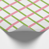 Zalmroze en appel groen verwaterd omlooppapier cadeaupapier (Hoek)