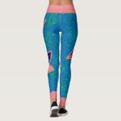Zalmroze en blauw ontwerp met gemengde kleuren leggings (Achterkant)