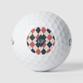 Zalmroze en marineblauwe Argyle-patroon Golfballen