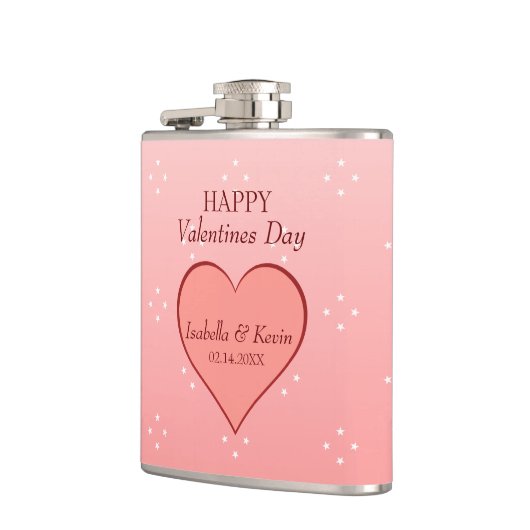 Zalmroze en rode harten heupfles (Links)