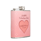 Zalmroze en rode harten heupfles (Rechts)