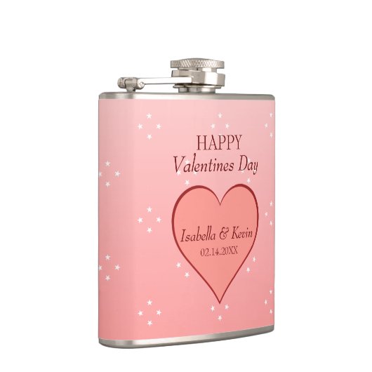 Zalmroze en rode harten heupfles (Rechts)