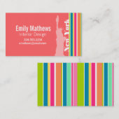 Zalmroze en seafoam Green; New york Visitekaartje (Voorkant / Achterkant)