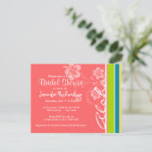 Zalmroze en seafoam Groen gestreept: Aloha Uitnodiging Briefkaart (Staand voorkant)