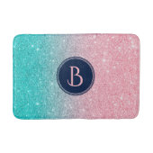 Zalmroze en Turquoise Faux Glitter Badmat (Voorkant)